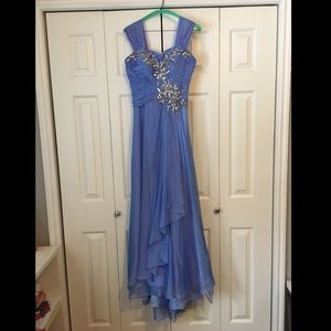 Periwinkle sweetheart neckline floor length dress